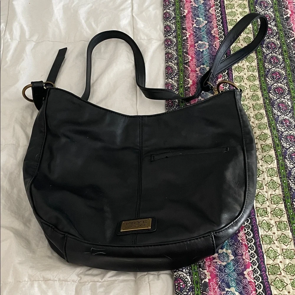 FRYE AND CO. Black Leather Hobo Bag with Front Pocket
